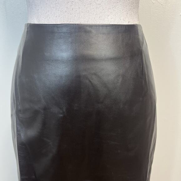 Dana Buchman Long Leather Skirt Women's 8 Black Brown Straight Career Formal - Picture 3 of 10